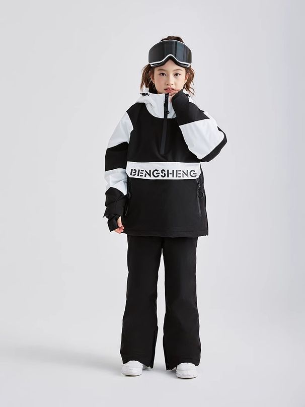 Kids' Waterproof Ski Suit Set – Winter Snow Jacket & Pants For Boys & Girls, Windproof & Thermal Skiing Outfit (Black & White Panda Design)_voghion.com