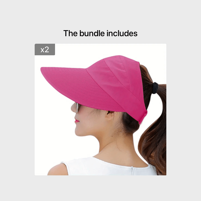 Women Wide Brim Sun Protection Visor Sun Hat, Anti-UV Lightweight Breathable Foldable Beach Hat For Outdoor Sport Cycling Drive_voghion.com