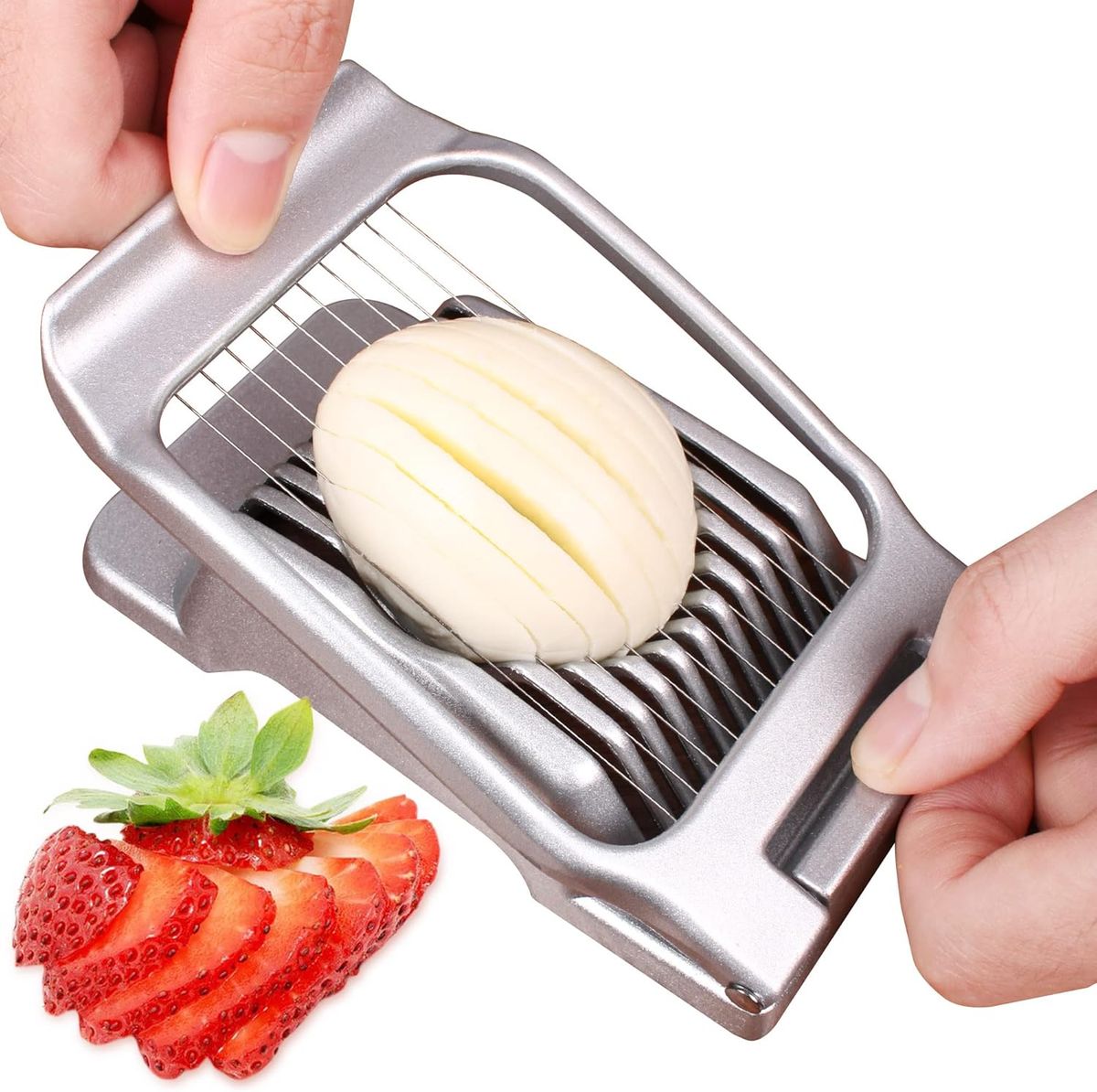 Egg Slicer For Hard Boiled Eggs Egg Cutter Strawberry Slicer Heavy Duty Aluminium Tomato Slicer Stainless Steel Wire Multipurpose Egg Slicer Dicer F_voghion.com