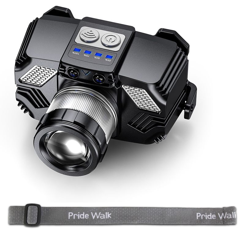 Motion Sensor LED Headlamp Zoomable Headlamp Flashlight Waterproof Outdoor Emergency Headlight with 3 Lighting Modes_voghion.com