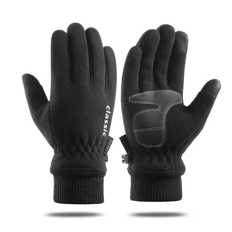 Men Women Winter Polar Fleece Silica Gel Non Slip Touch Screen Driving Mitten Plus Veet Thick Warm Sport Cycling Glove_voghion.com