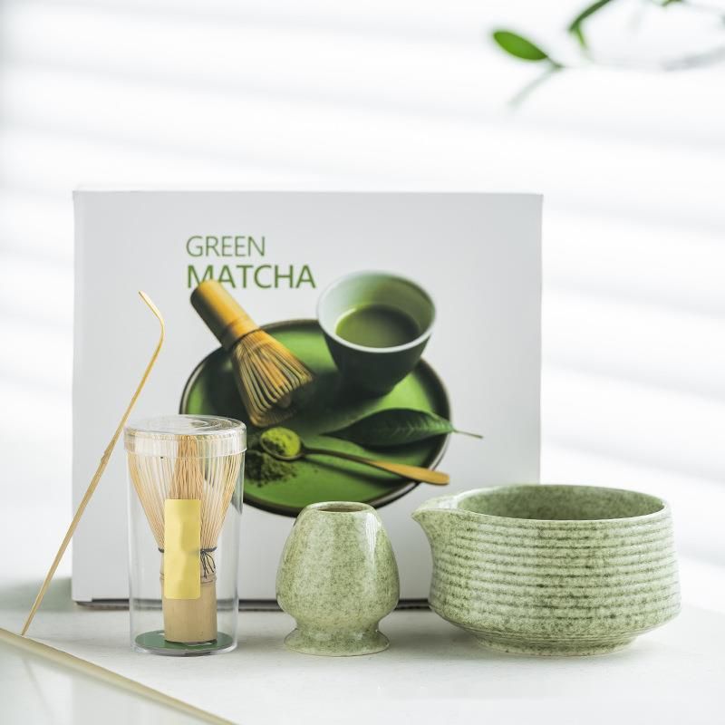 Ceramic Japanese Matcha Set With Bamboo Whisk, Hundred Books Stand, Song Dynasty Tea Ceremony Gift Box_voghion.com