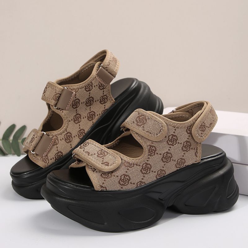 Shoes Women's Shoes Sandals Platform Velcro Large Size Foreign Trade Thick Soled Sandals Cross Border Denim Women's Shoes Sandals_voghion.com