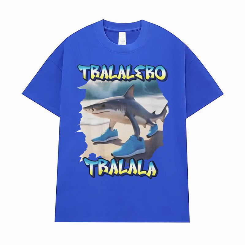 ​​Funny Running Shark Meme T-Shirt – Trendy & Humorous Graphic Tee (Black/Navy/Red, Sizes S-XXXL)​​_voghion.com