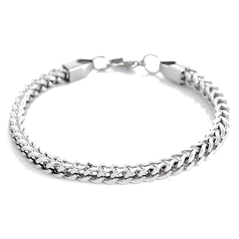 Hip Hop Stainless Steel Front Back Men's Bracelet, Simple And Domineering, Punk High-end Feeling, Cuban Bracelet Trend_voghion.com