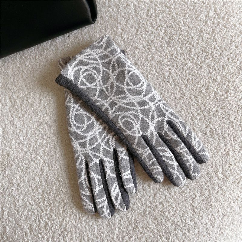 Schwarz und weiß mode winter warme handschuhe retro kleine duftenden wolle silber seide stickerei doppelseitige samt_voghion.com