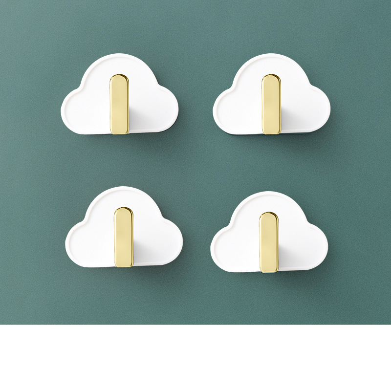 Family Organizer Clouds L-shaped hook wall hook kitchen bathroom bathroom bag key creative hook non-perforated no trace_voghion.com