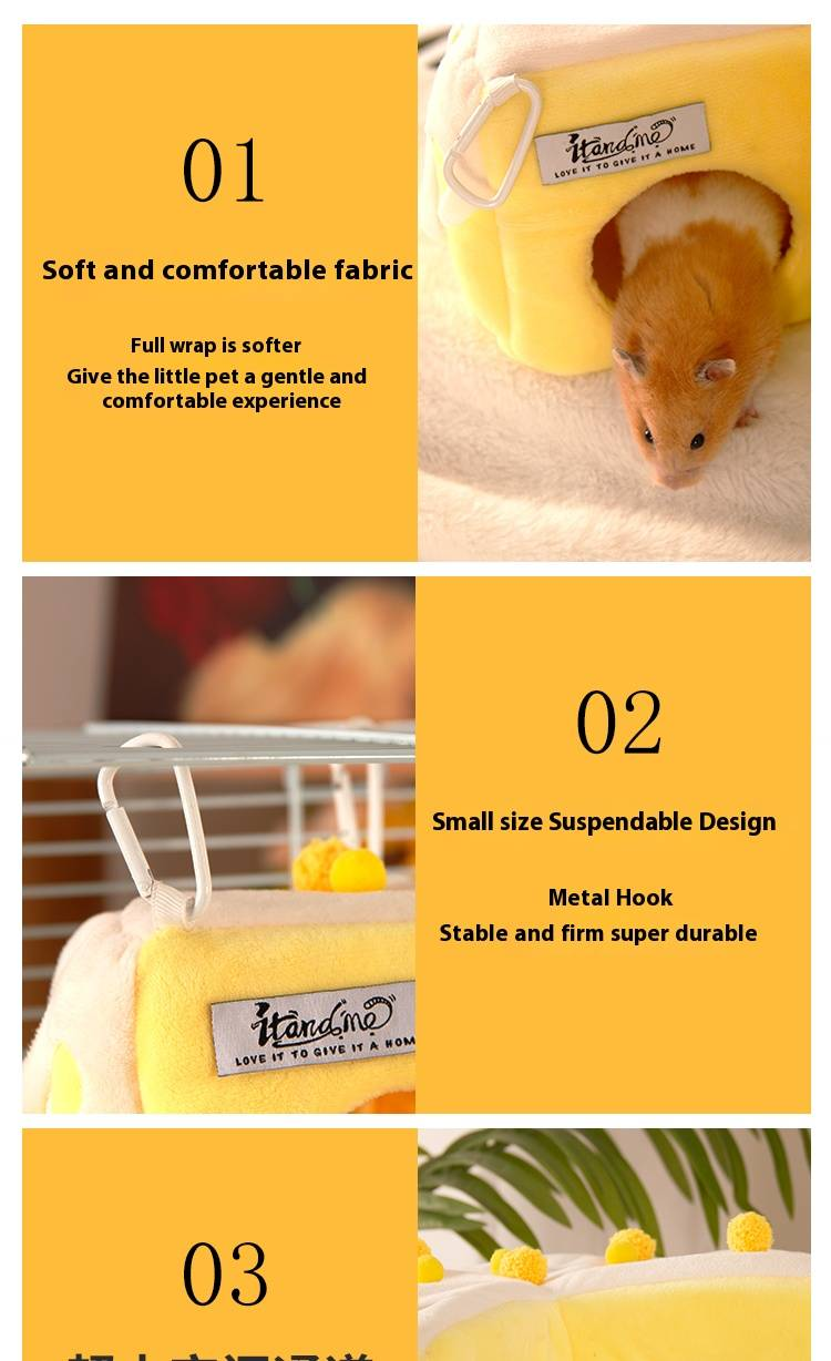 Small Animal Nest Cake House Cute Hamster Guinea Pig Tunnel Design Large Space Hanging Soft Cozy Pet Accessories_voghion.com