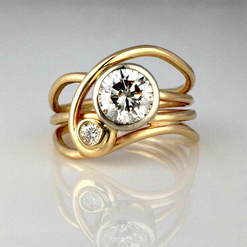 Cao Shi irregular lines multi-layer female creative zircon fashionable and versatile index finger ring_voghion.com