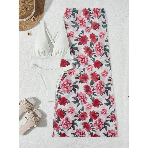 2025 Nowy drukowany strój kąpielowy plażowy trzyczęściowy zestaw dla kobiet, strój kąpielowy bikini na gorące wiosenne wakacje_voghion.com