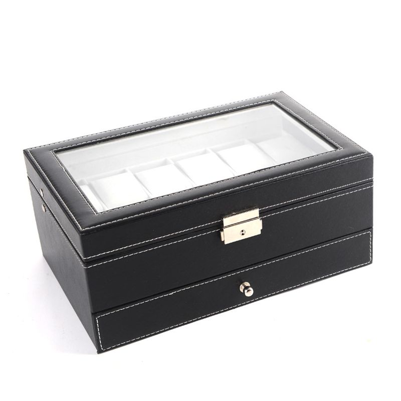 Klocklåda Smyckesinsamlingslåda Display Glas Bänkskiva Smyckeskrin Förvaringslåda Armbandssamling 12 klockor för män och kvinnor_voghion.com