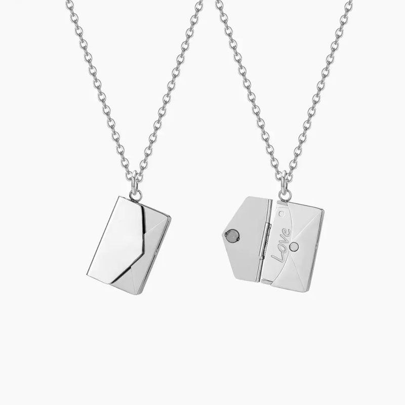 Collana con ciondolo per coppia in oro resistente allo sbiadimento, personalizzata fai da te, con cuore apri e chiudi, catena per maglione_voghion.com