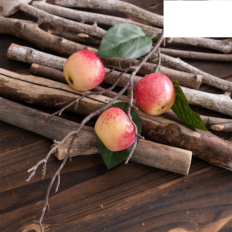 Three-headed apple short branch INS style artificial flower manufacturer home decoration cross-border wedding wholesale artificial flower MW10101_voghion.com