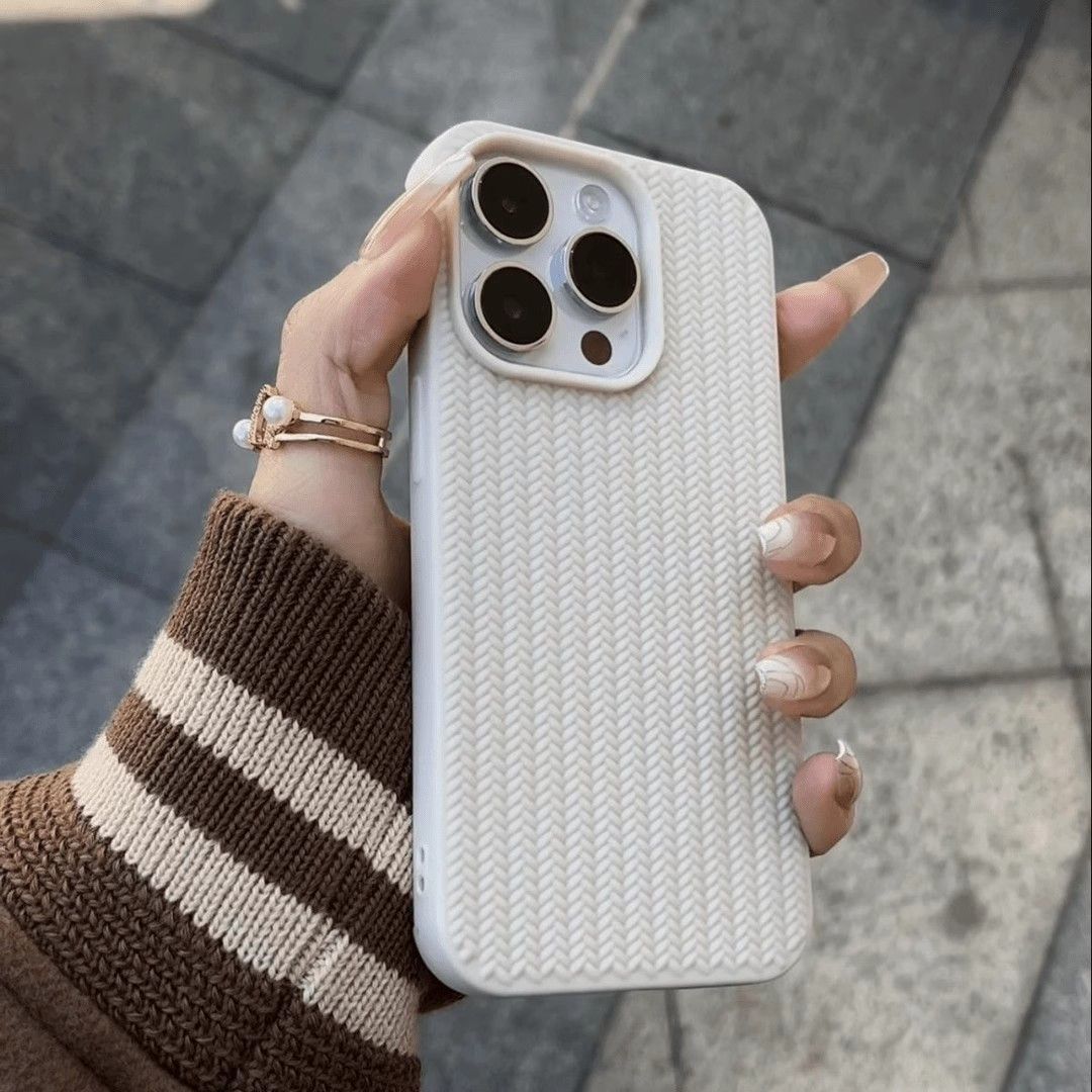 Einfarbige, gemusterte Smartphone-Hülle, kompatibel mit iPhones der Serien 11 bis 16_voghion.com