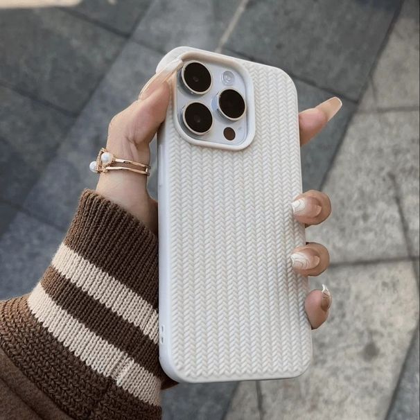 Einfarbige, gemusterte Smartphone-Hülle, kompatibel mit iPhones der Serien 11 bis 16_voghion.com