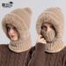 8410 Sciarpa lavorata a maglia con mascherina integrata per donna, cappello invernale in maglia caldo antivento e foderato in pile_voghion.com