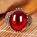 Adjustable Garnet Elegant Gemstone Large Ring Red Band_voghion.com