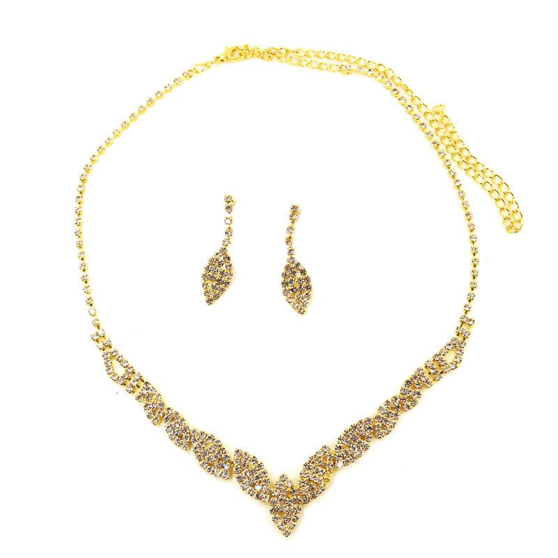 Fashionable and exquisite rhinestone elegant jewelry bridal wedding romantic necklace chain earring set, accessories_voghion.com