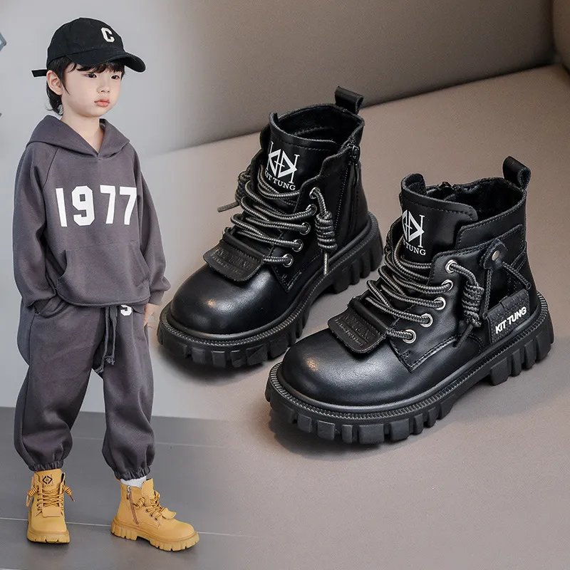Martin 2023 Autumn/Winter New Children's Casual Fashion Baby Soft Bottom Plush Boys Yellow Boots_voghion.com