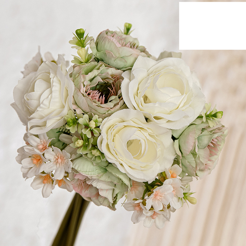 Bouquet de fleurs artificielles à la main de neige Fabricant de fleurs Plantes vertes Décorations de mariage en gros Style INS Transfrontalier MW83111_voghion.com