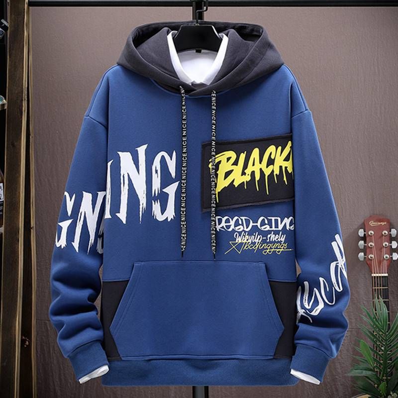 Autumn and winter youth sports suit men's 2023 Korean version junior and high school students velvet thickened hooded sweatshirt_voghion.com