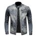 Suitable For All Seasons 2024 Men's Denim Casual Plus Size Stand Collar Zipper Motorcycle Riding Jacket Trendy_voghion.com