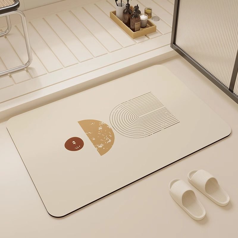 Simple Light Luxury Lines Bathroom Toilet Door Diatom Mud Water Absorbing Non Slip Floor Mat Quick Drying Easy Care Foot Mat_voghion.com