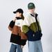 Plus Size Lamb Wool Sweatshirt Couple Outfit Autumn Winter Warm Jacket Trendy Brand Ins Loose Color Block Cotton Coat_voghion.com