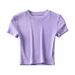 Women's basic small round neck solid color base shirt slim stretch western style blouse woman_voghion.com