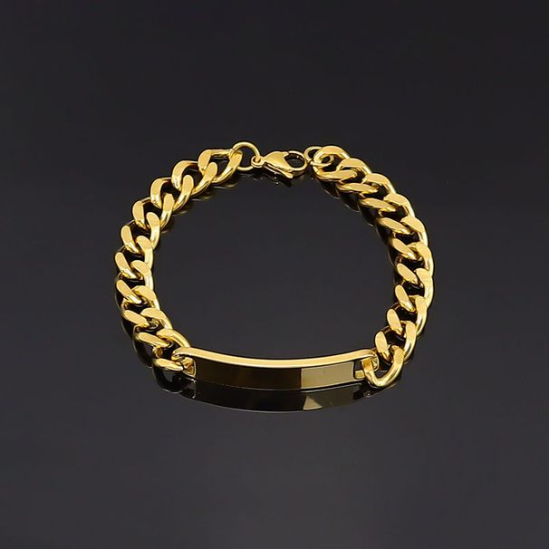 Bracciale in acciaio al titanio con catena cubana NK da uomo, con barra lunga in acciaio inossidabile e targhetta piegata, incisione laser_voghion.com