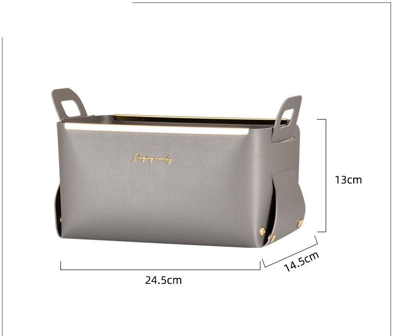 Nordic style leather storage box with handle storage basket, large capacity desktop organizing, creative home cosmetics tray_voghion.com