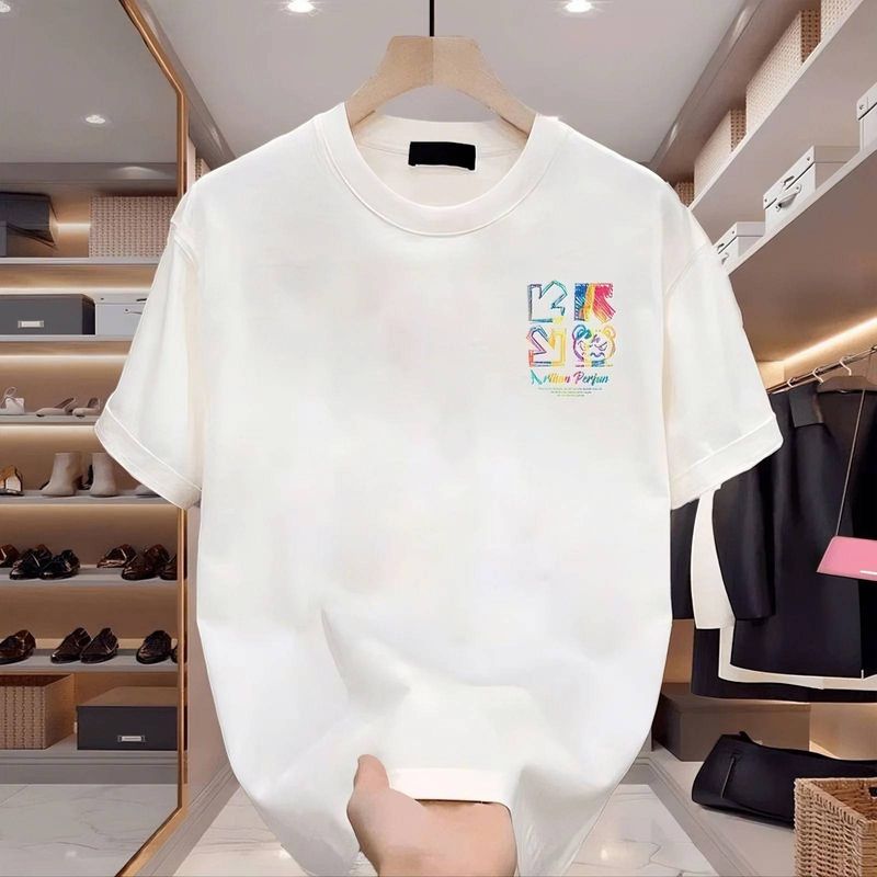 Uusi Cotton Fashion Sense Printing Lyhythihainen T-paita Unisex Miesten Summer Tide Loose Hundred Topit_voghion.com