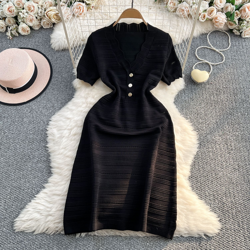 Women's Clothing Summer New French High End Temperament Lady Small Fragrance Style Knitted Skirt_voghion.com