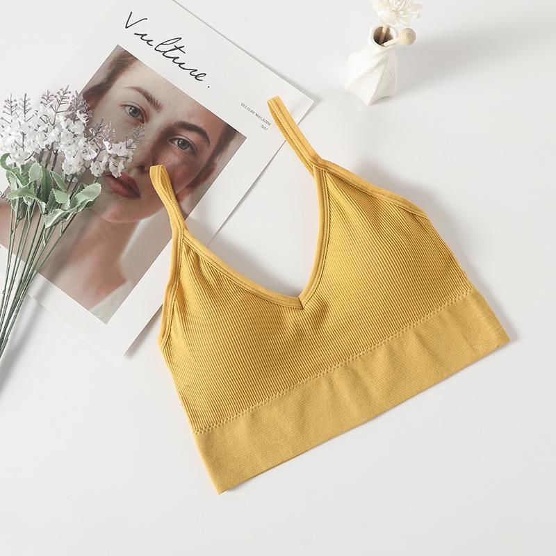 Women's Intimates Threaded Big U Beautiful Back Sling Seamless Chest Wrap Sports Vest Steel Ring Anti Exposure Underwear Triangle Cup Bra_voghion.com