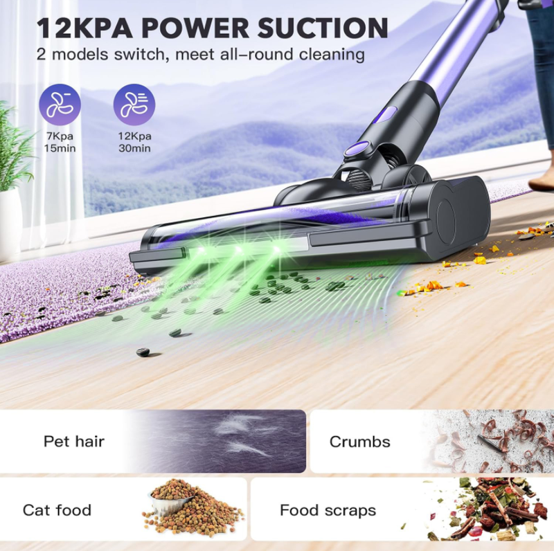 Aspirateur sans fil PSV07 180 W, aspiration puissante, aspiration 12 kPa, batterie 2200 mAh, autonomie de 30 minutes, filtre HEPA et acier inoxydable, aspirateur sans fil 3 en 1._voghion.com