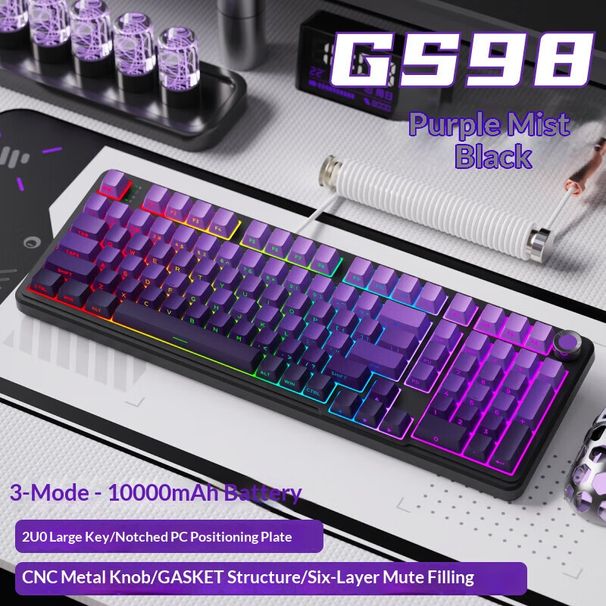 EWEADN GS98 Anpassbare kabellose mechanische Tastatur – Dreifachmodus (Bluetooth/Kabelgebunden/2,4 GHz) mit Hot-Swap-fähigen Ice Cream/Haiqing-Schaltern_voghion.com