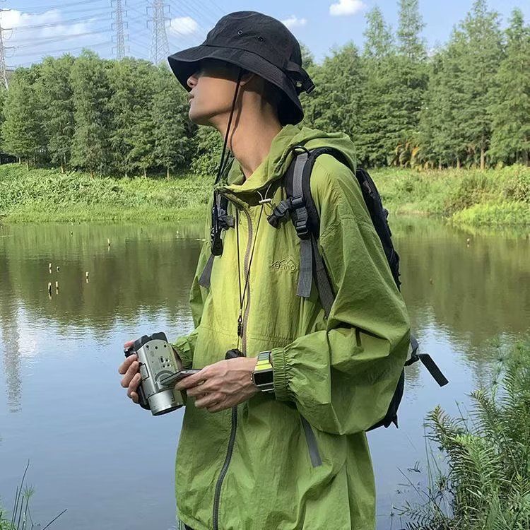 Uovertruffen kvalitet amerikansk udendørs funktionelt solbeskyttelsestøj til mænd, langærmet, tynd, UV-resistent, hættetrøje med vibe-stil_voghion.com