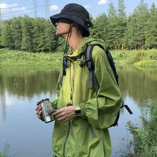 Uovertruffen kvalitet amerikansk udendørs funktionelt solbeskyttelsestøj til mænd, langærmet, tynd, UV-resistent, hættetrøje med vibe-stil_voghion.com