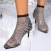 Sexy Pointy Fine Heel Plus Size Mesh Socks Hollow Rhinrhinos Elastic Transparent Fashion High Heel Women's Cool Boots_voghion.com
