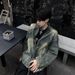 Suitable For All Seasons American Style Washed Vintage Denim For Men, Autumn Deconstructed Design, Stand Collar, Short Biker Jacket_voghion.com