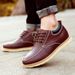 Men's Casual Business Korean Style Versatile Genuine Leather Hidden Wedge Round Toe Lace-Up Low-Top Shoes_voghion.com