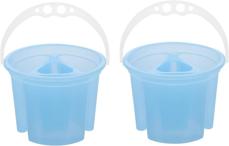 Ciieeo Art Cleaner 2 Pieces Portable Plastic Jar Painting Water Can For Cleaning Oil Paint, Watercolor Brush Bucket_voghion.com