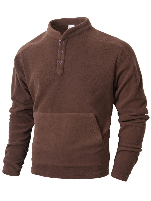 Men's Slim-Fit Stand Collar Sweatshirt – European Minimalist Long Sleeve Top (Camel/Black/Grey, Sizes S-XXXL)_voghion.com