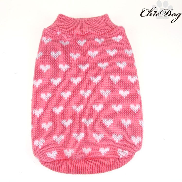 Chicdog Haustier Pullover Hund Herzförmige Gestrickte Kleidung Herz-stil_voghion.com