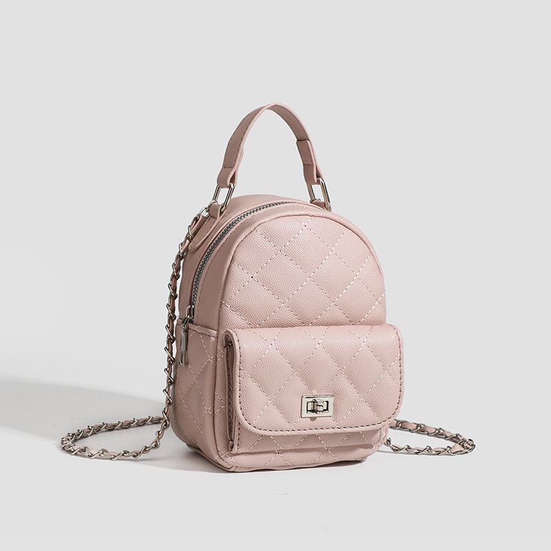 Zaino mini trapuntato con catena di alta qualità per donna, borsa a tracolla doppia versatile, nuova moda 2024_voghion.com