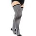 2025d Overknee-Socken aus Baumwolle mit Streifen für Damen in Übergröße_voghion.com