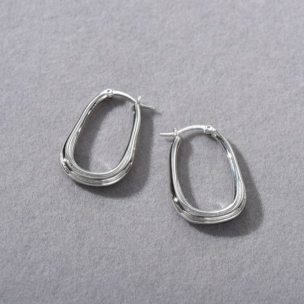 Women's Jewelry Minimalist Geometric Earrings With Irregular Texture, S925 Silver Plated Studs, Everyday Elegant Hoop Earrings For Women_voghion.com