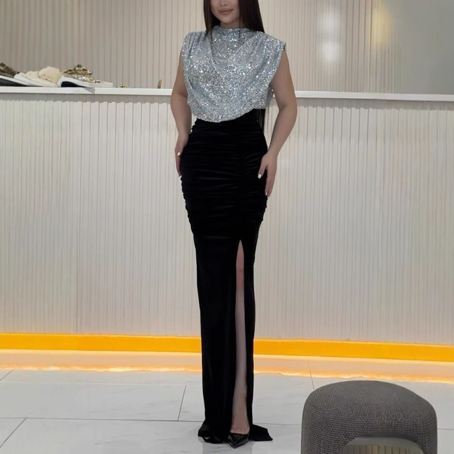 Naiste rõivad Üle piiride kevad- ja sügisene uus litritega varrukateta kleit INS vabaaja peokleit_voghion.com