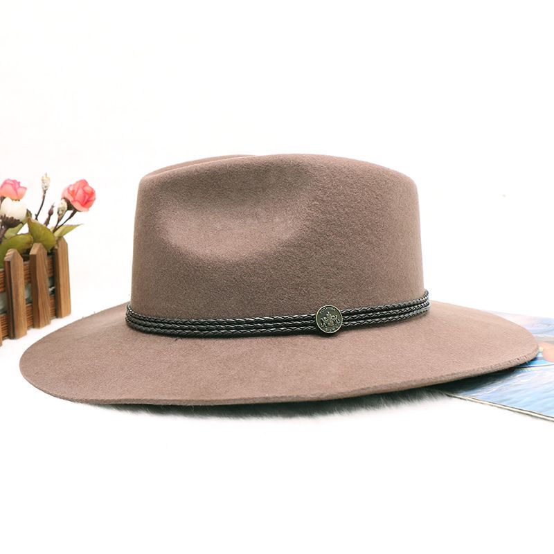 Miesten villainen cowboy-hattu napitettu jazz-silinterihattu Syksy/talvihattu_voghion.com