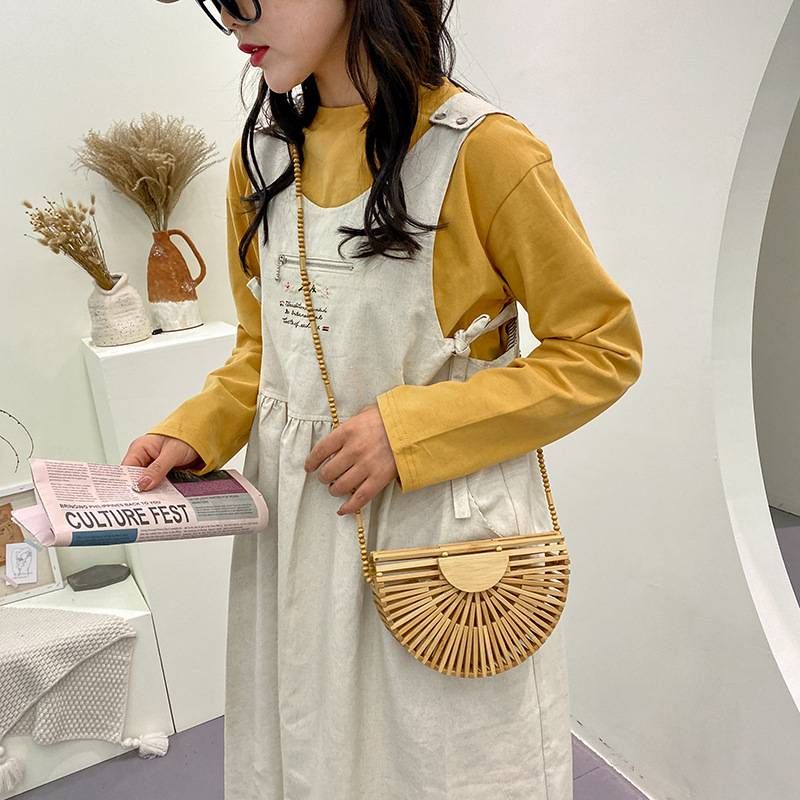 bamboo woven bag women's large and small flip shoulder messenger bag cross border trend_voghion.com
